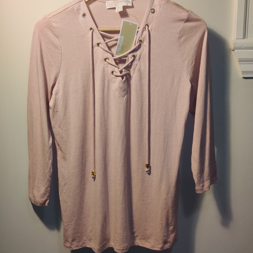 Michael Kors 3/4 sleeve laceup shirt, sz S